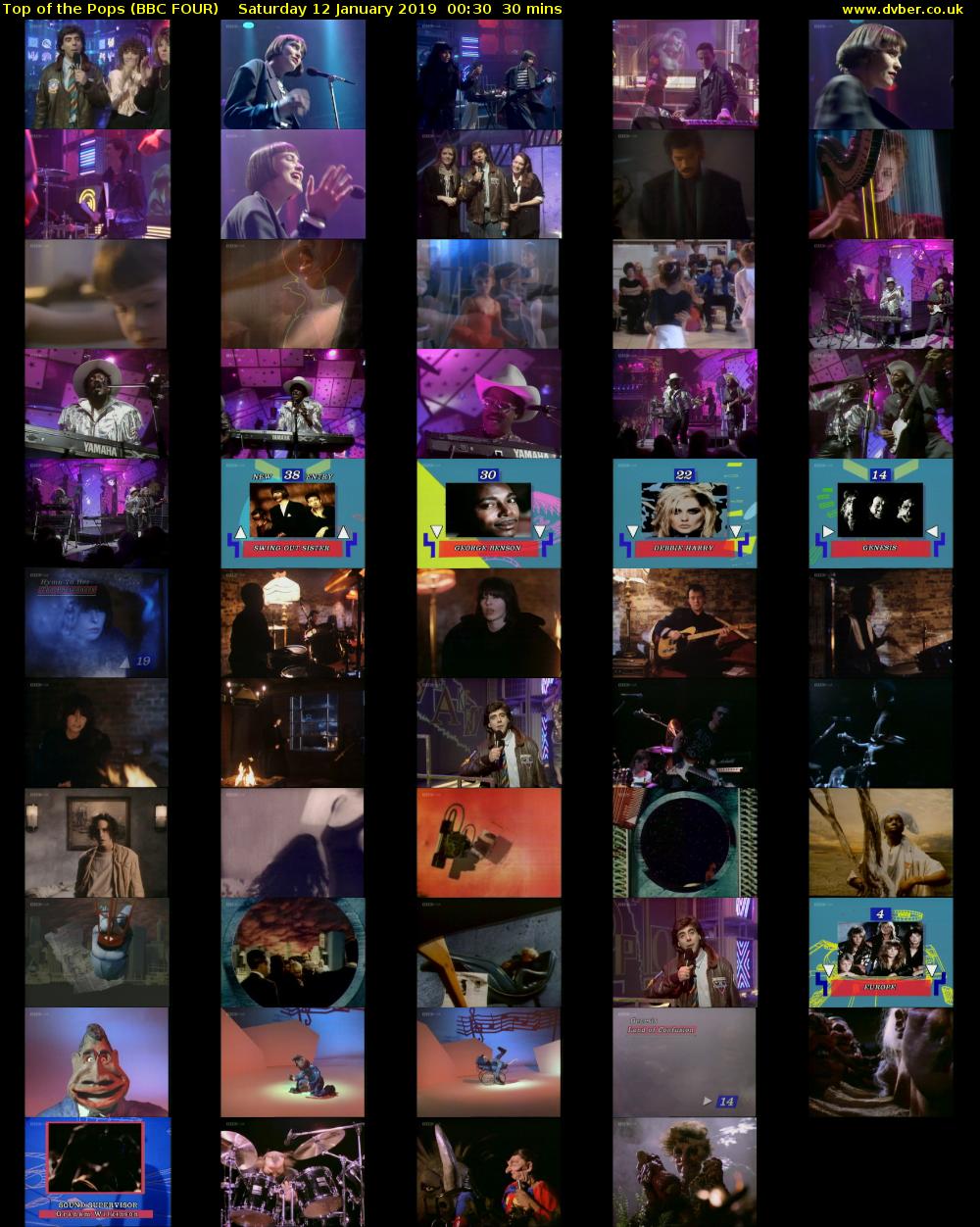 Top of the Pops (BBC FOUR) Saturday 12 January 2019 00:30 - 01:00
