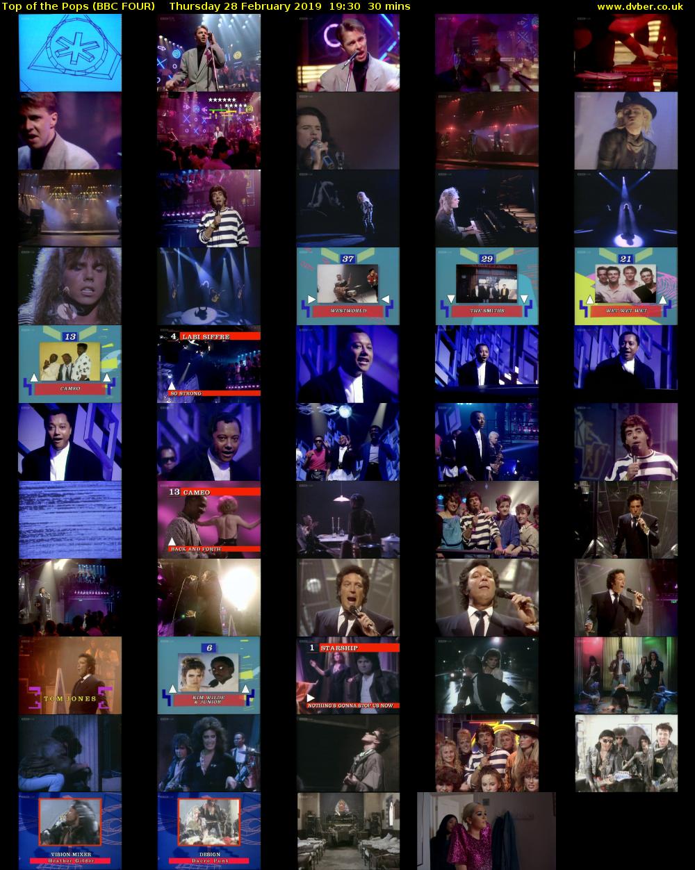 Top of the Pops (BBC FOUR) Thursday 28 February 2019 19:30 - 20:00