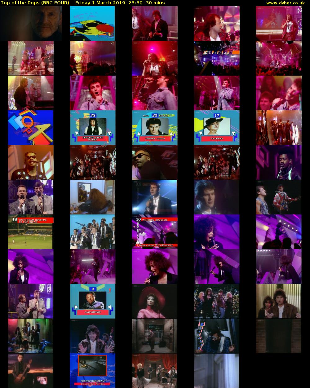 Top of the Pops (BBC FOUR) Friday 1 March 2019 23:30 - 00:00
