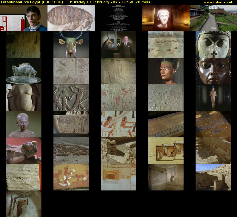 Tutankhamun's Egypt (BBC FOUR) Thursday 13 February 2025 01:50 - 02:10