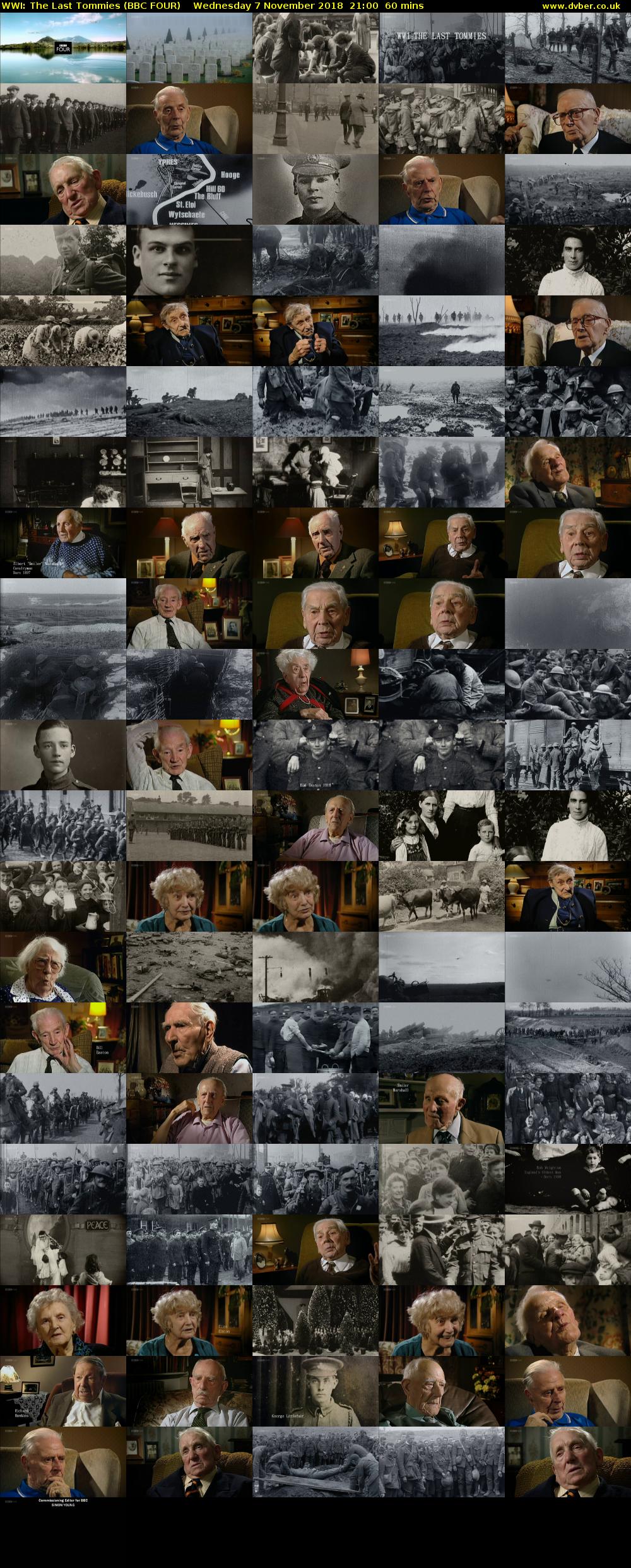 WWI: The Last Tommies (BBC FOUR) Wednesday 7 November 2018 21:00 - 22:00