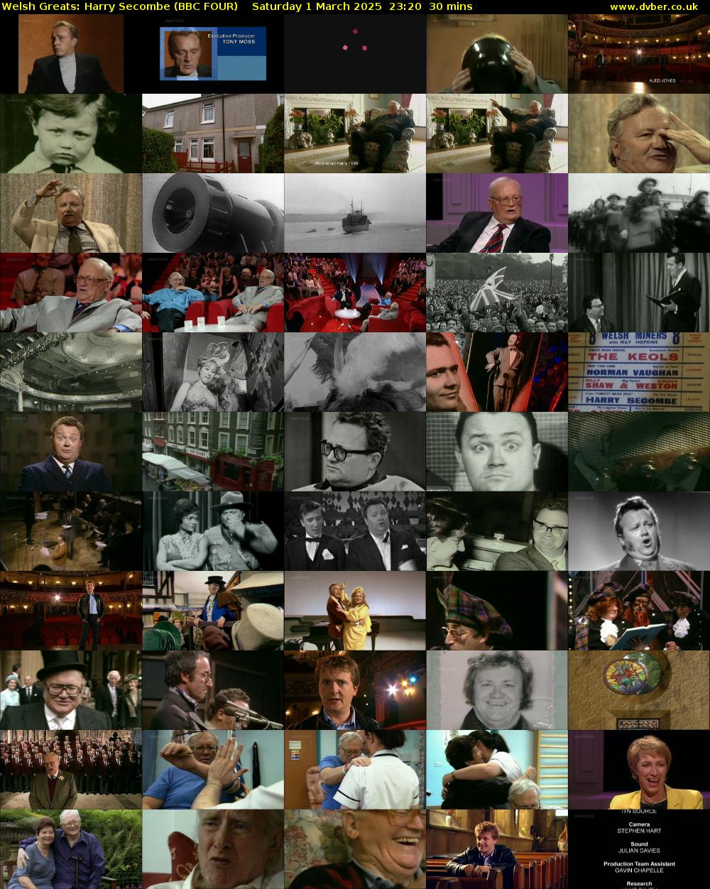 Welsh Greats: Harry Secombe (BBC FOUR) Saturday 1 March 2025 23:20 - 23:50
