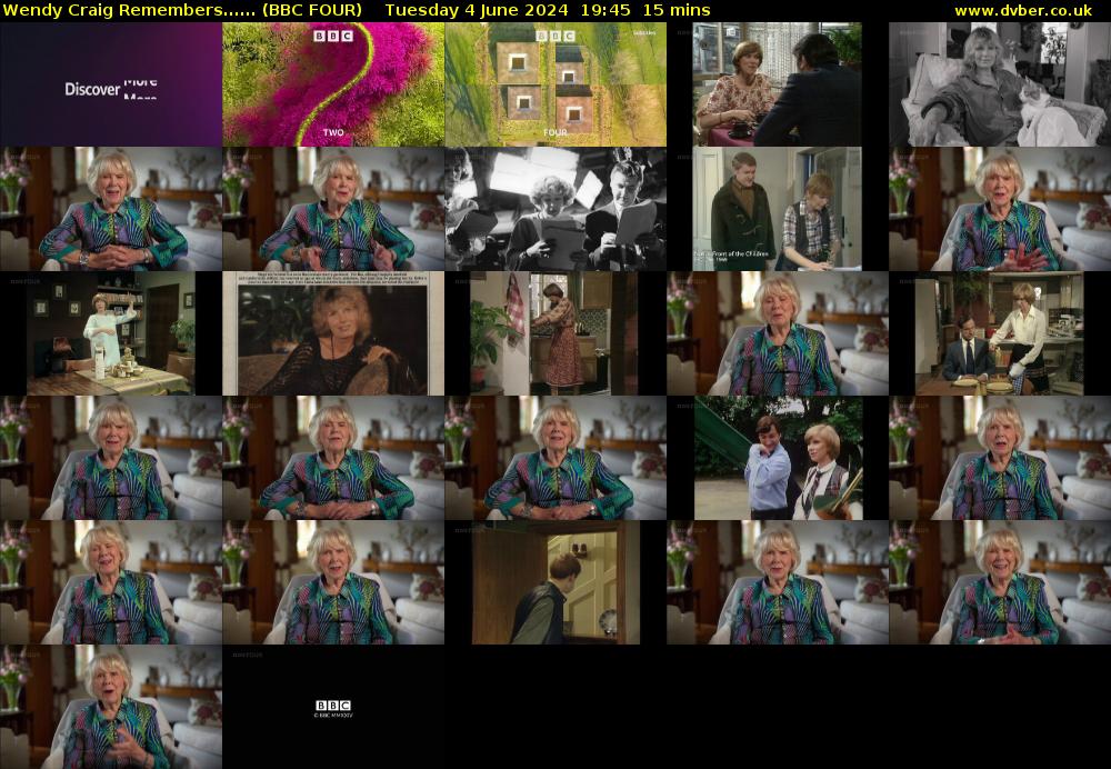 Wendy Craig Remembers...... (BBC FOUR) Tuesday 4 June 2024 19:45 - 20:00