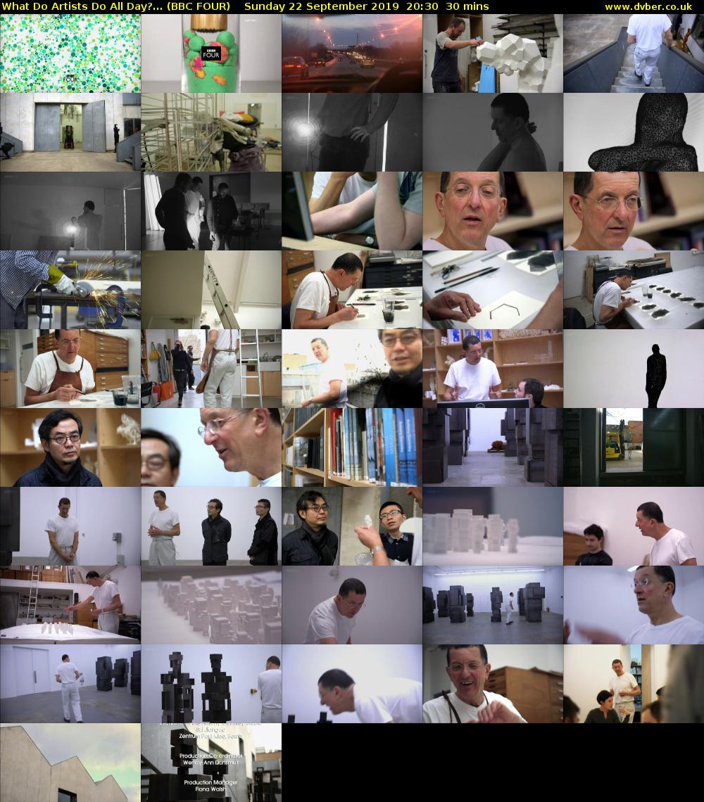 What Do Artists Do All Day?... (BBC FOUR) Sunday 22 September 2019 20:30 - 21:00