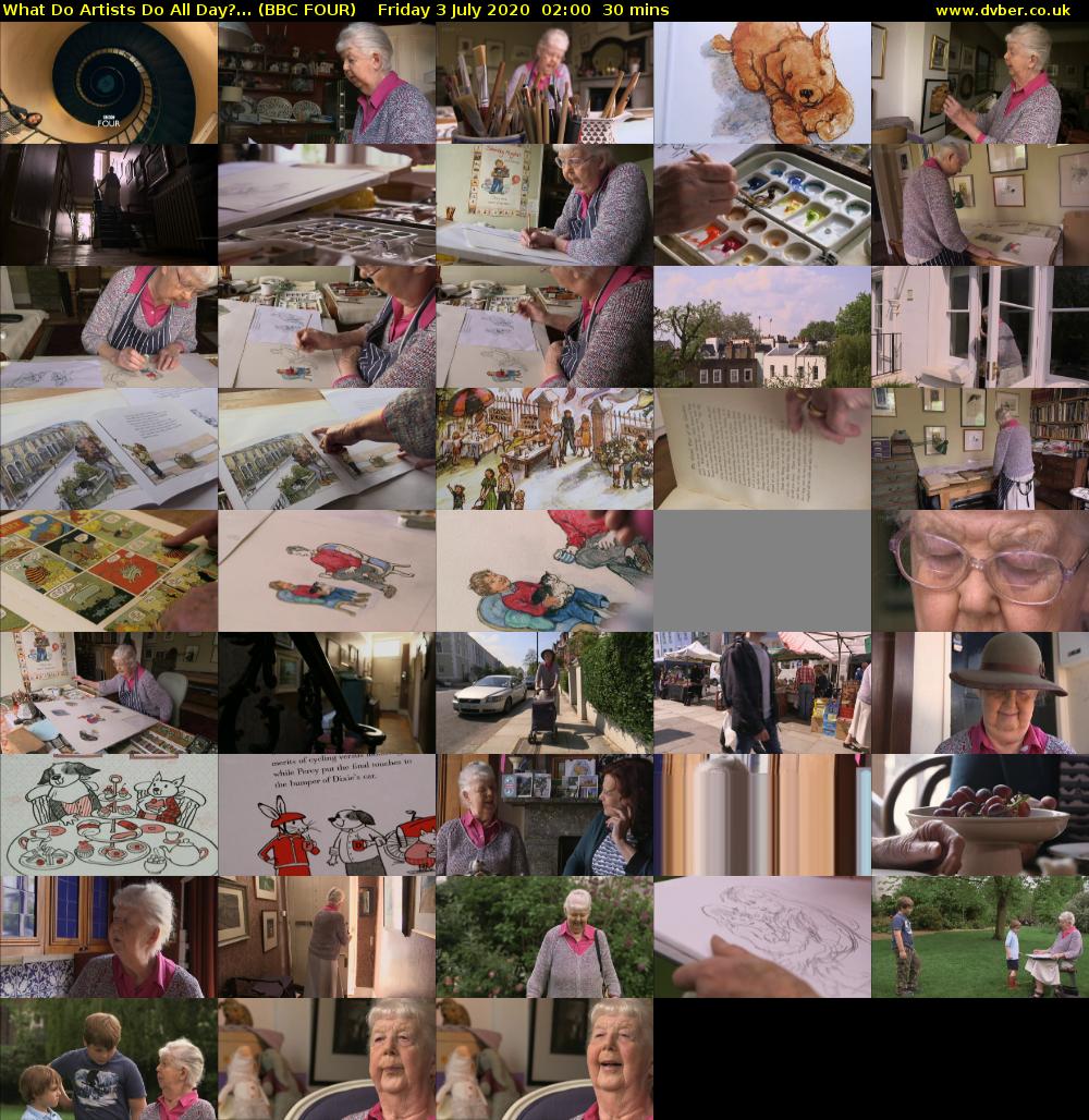 What Do Artists Do All Day?... (BBC FOUR) Friday 3 July 2020 02:00 - 02:30