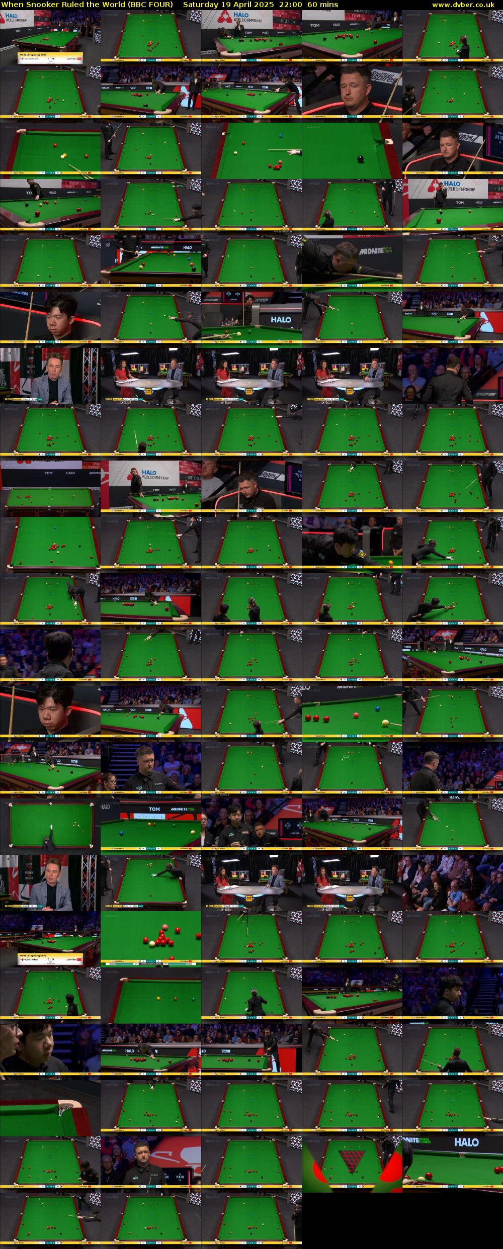When Snooker Ruled the World (BBC FOUR) Saturday 19 April 2025 22:00 - 23:00