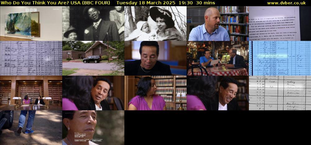 Who Do You Think You Are? USA (BBC FOUR) Tuesday 18 March 2025 19:30 - 20:00