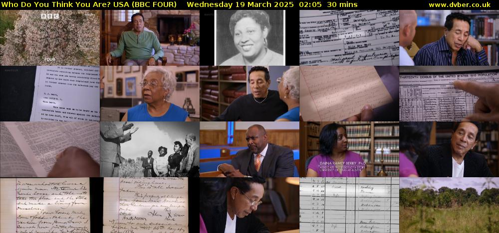 Who Do You Think You Are? USA (BBC FOUR) Wednesday 19 March 2025 02:05 - 02:35