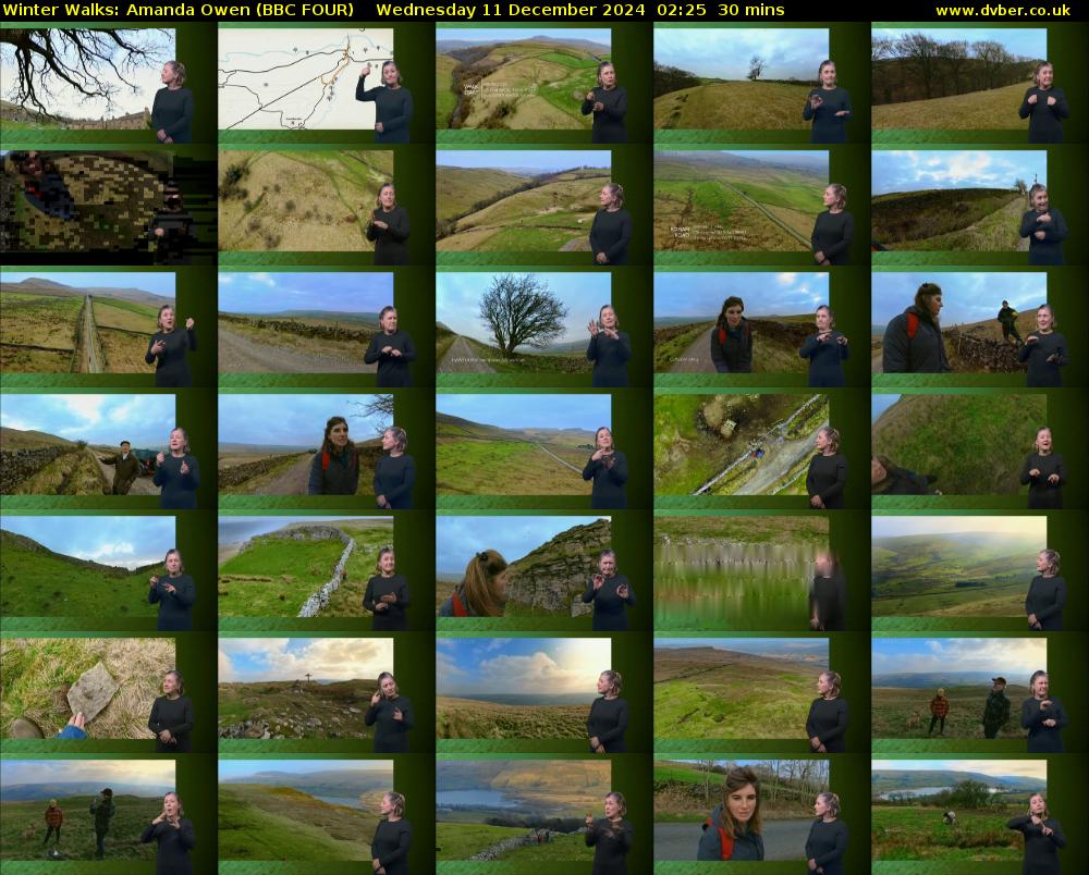 Winter Walks: Amanda Owen (BBC FOUR) Wednesday 11 December 2024 02:25 - 02:55