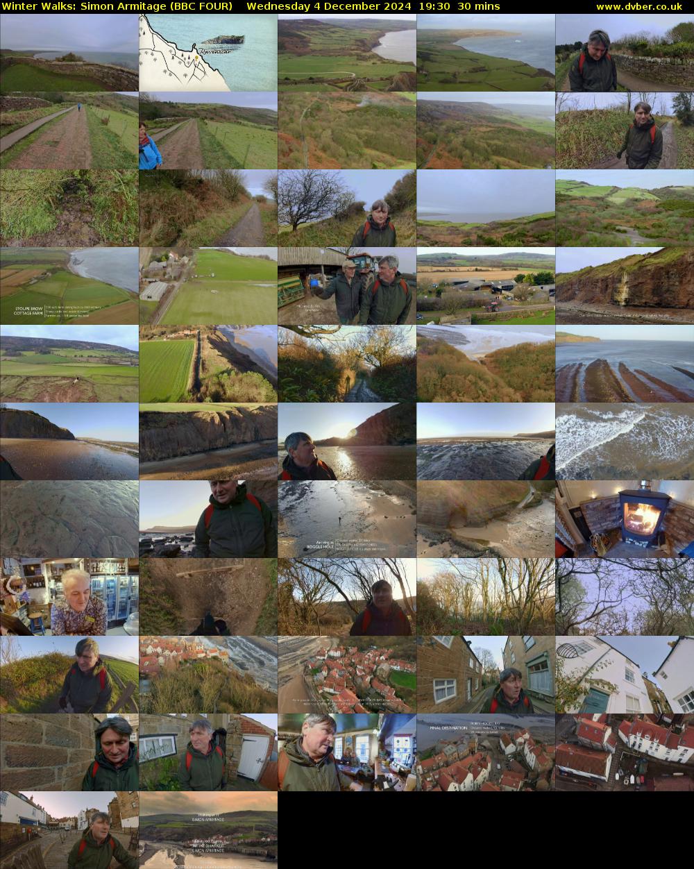 Winter Walks: Simon Armitage (BBC FOUR) Wednesday 4 December 2024 19:30 - 20:00
