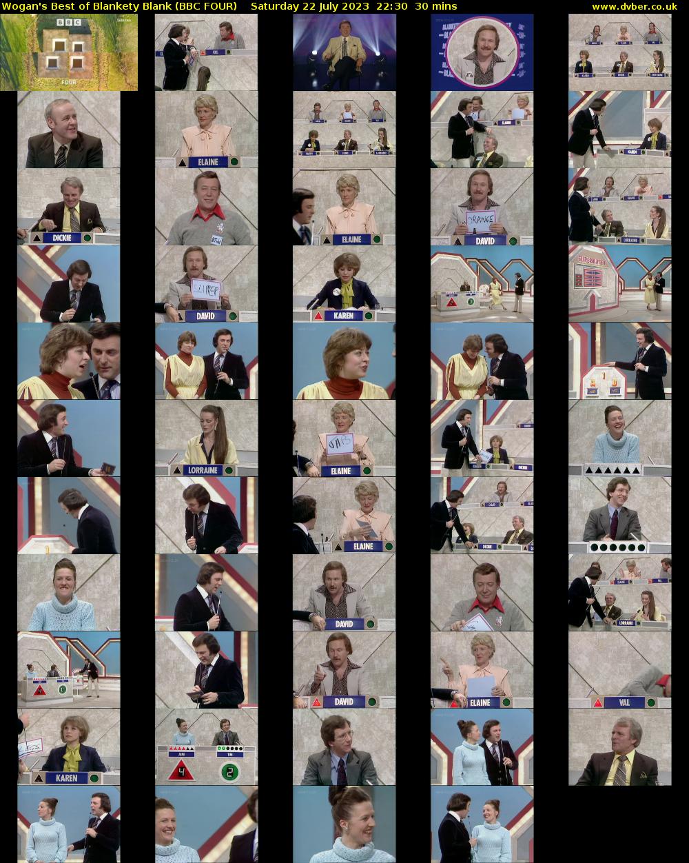 Wogan's Best of Blankety Blank (BBC FOUR) Saturday 22 July 2023 22:30 - 23:00