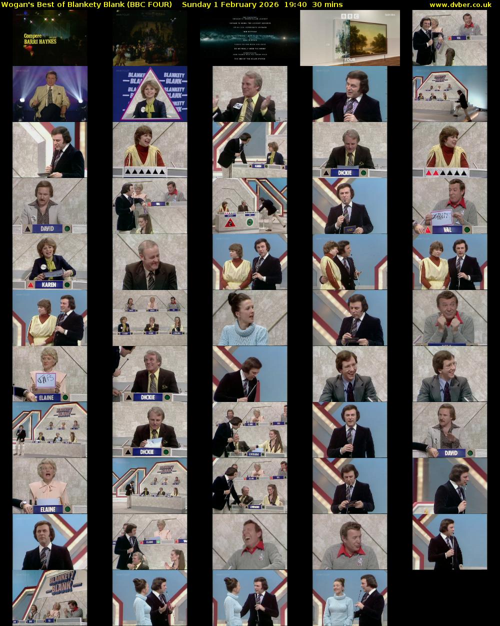 Wogan's Best of Blankety Blank (BBC FOUR) Sunday 1 February 2026 19:40 - 20:10