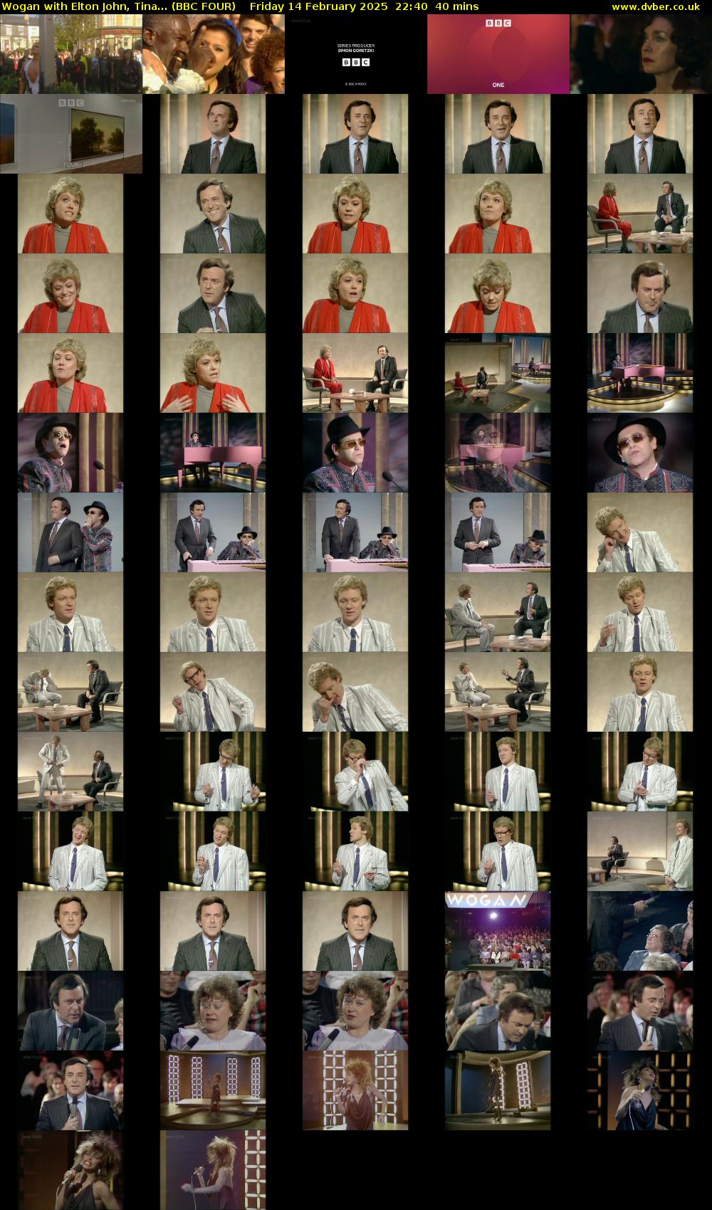 Wogan with Elton John, Tina... (BBC FOUR) Friday 14 February 2025 22:40 - 23:20