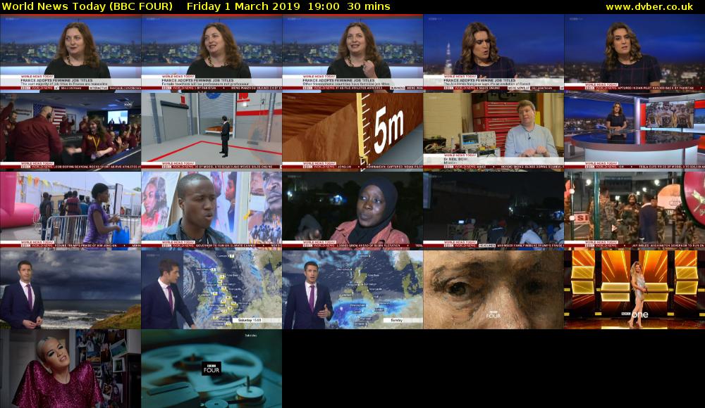 World News Today (BBC FOUR) Friday 1 March 2019 19:00 - 19:30