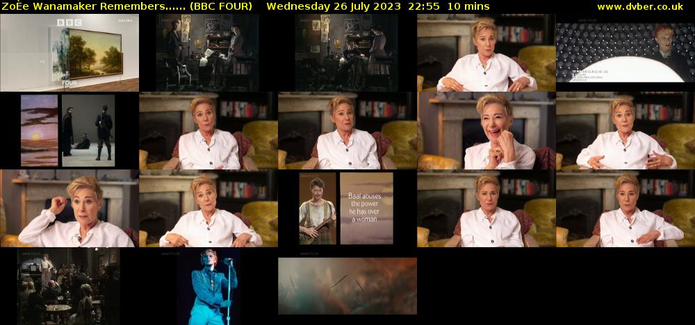 ZoÈe Wanamaker Remembers...... (BBC FOUR) Wednesday 26 July 2023 22:55 - 23:05