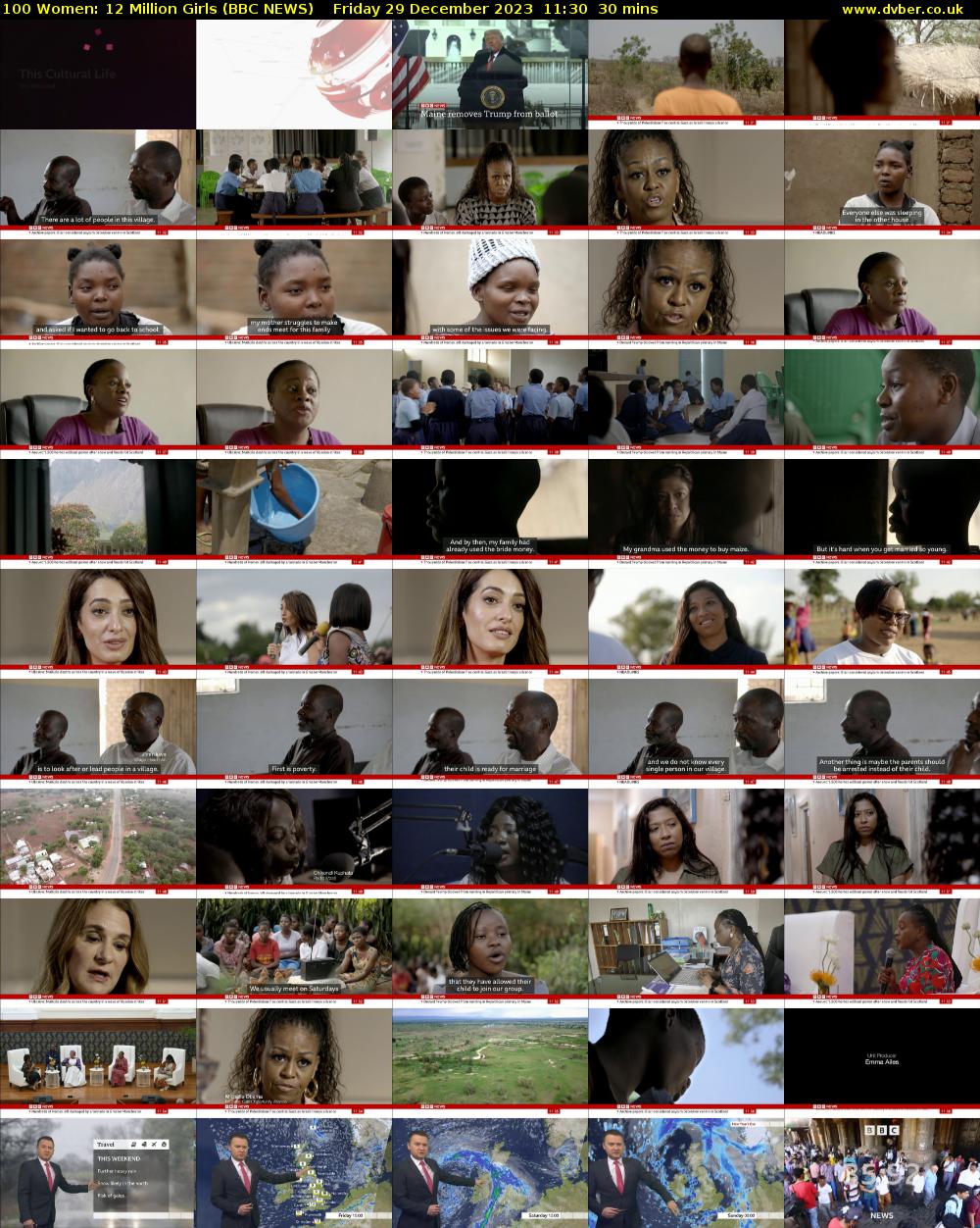 100 Women: 12 Million Girls (BBC NEWS) Friday 29 December 2023 11:30 - 12:00