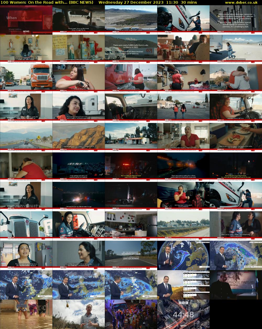 100 Women: On the Road with... (BBC NEWS) Wednesday 27 December 2023 11:30 - 12:00