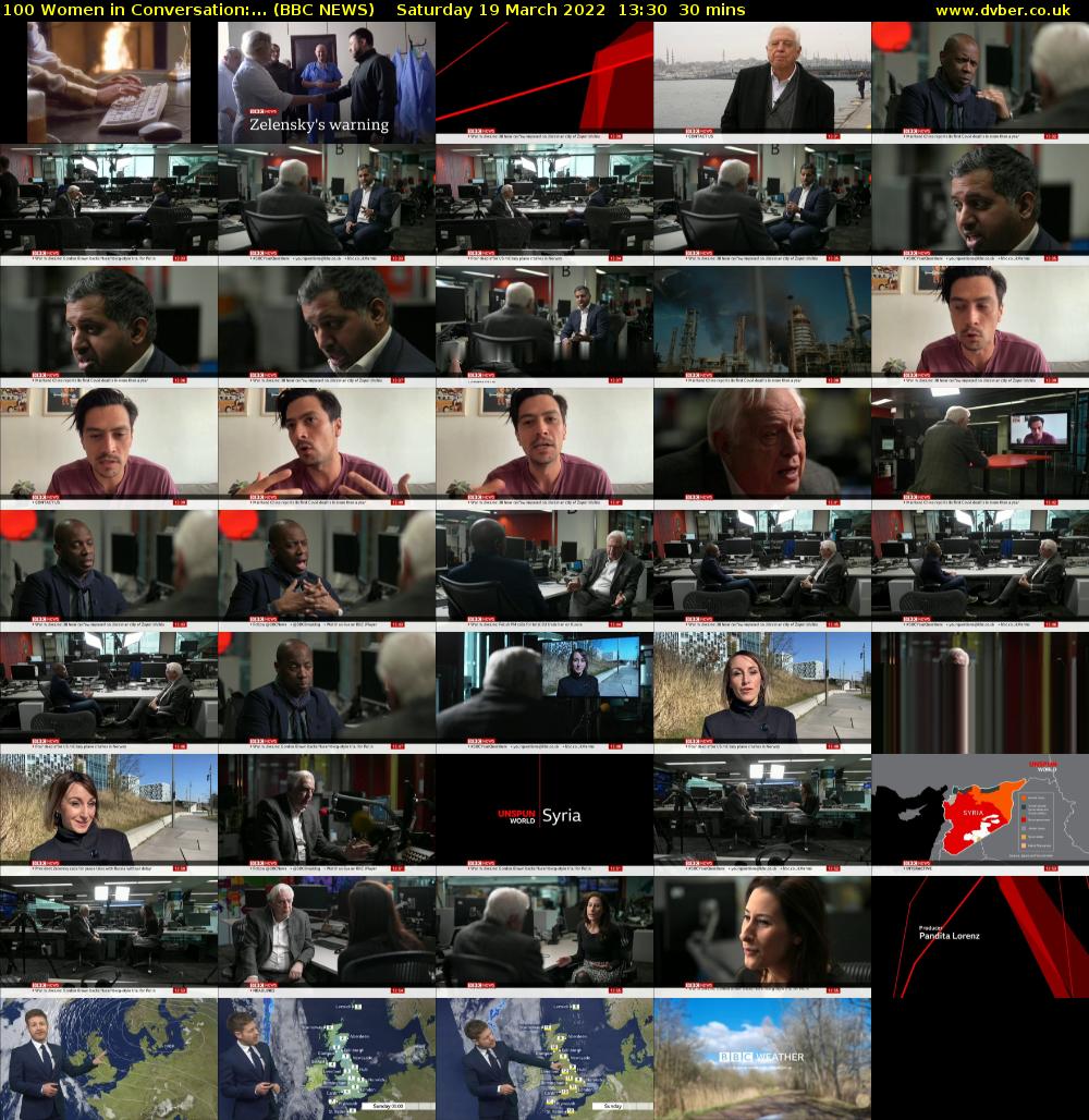 100 Women in Conversation:... (BBC NEWS) Saturday 19 March 2022 13:30 - 14:00