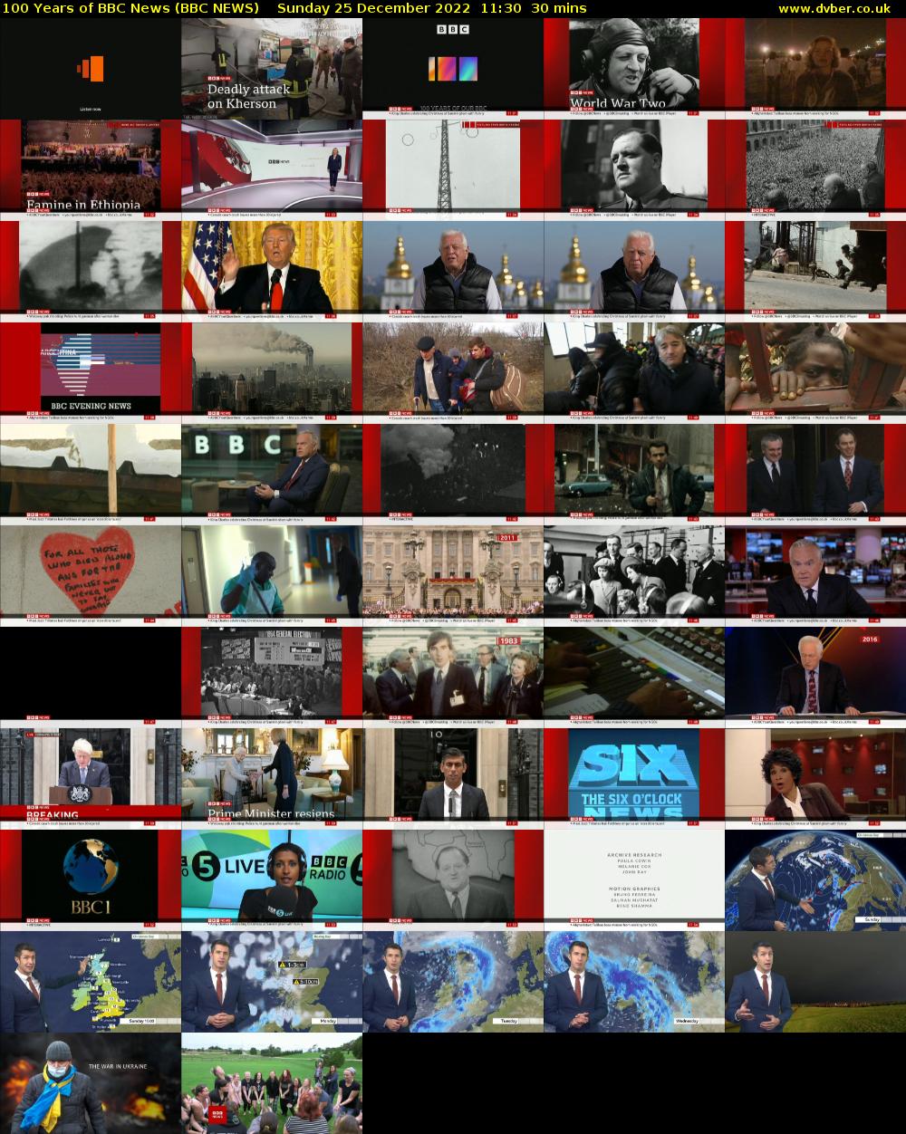 100 Years of BBC News (BBC NEWS) Sunday 25 December 2022 11:30 - 12:00