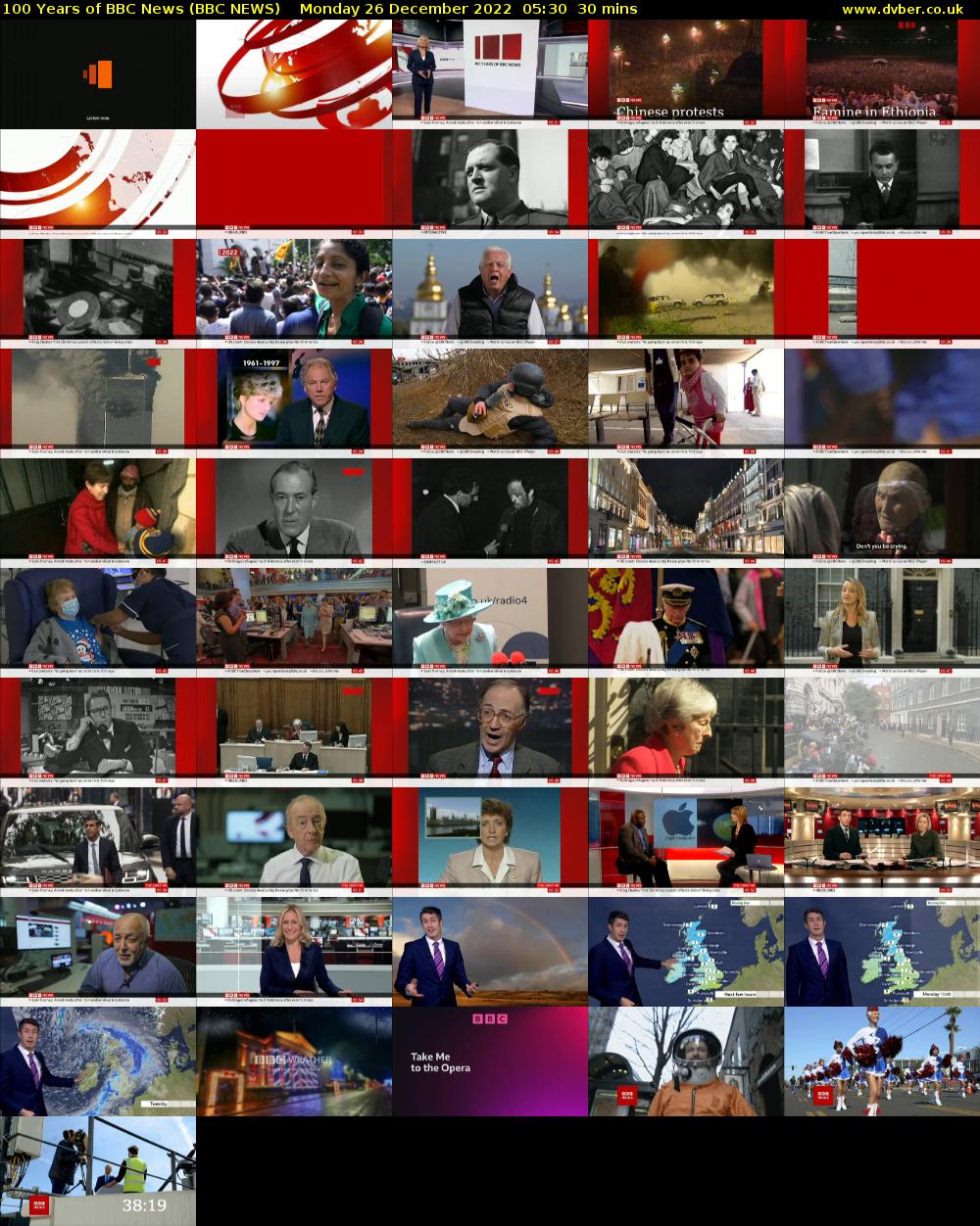 100 Years of BBC News (BBC NEWS) Monday 26 December 2022 05:30 - 06:00