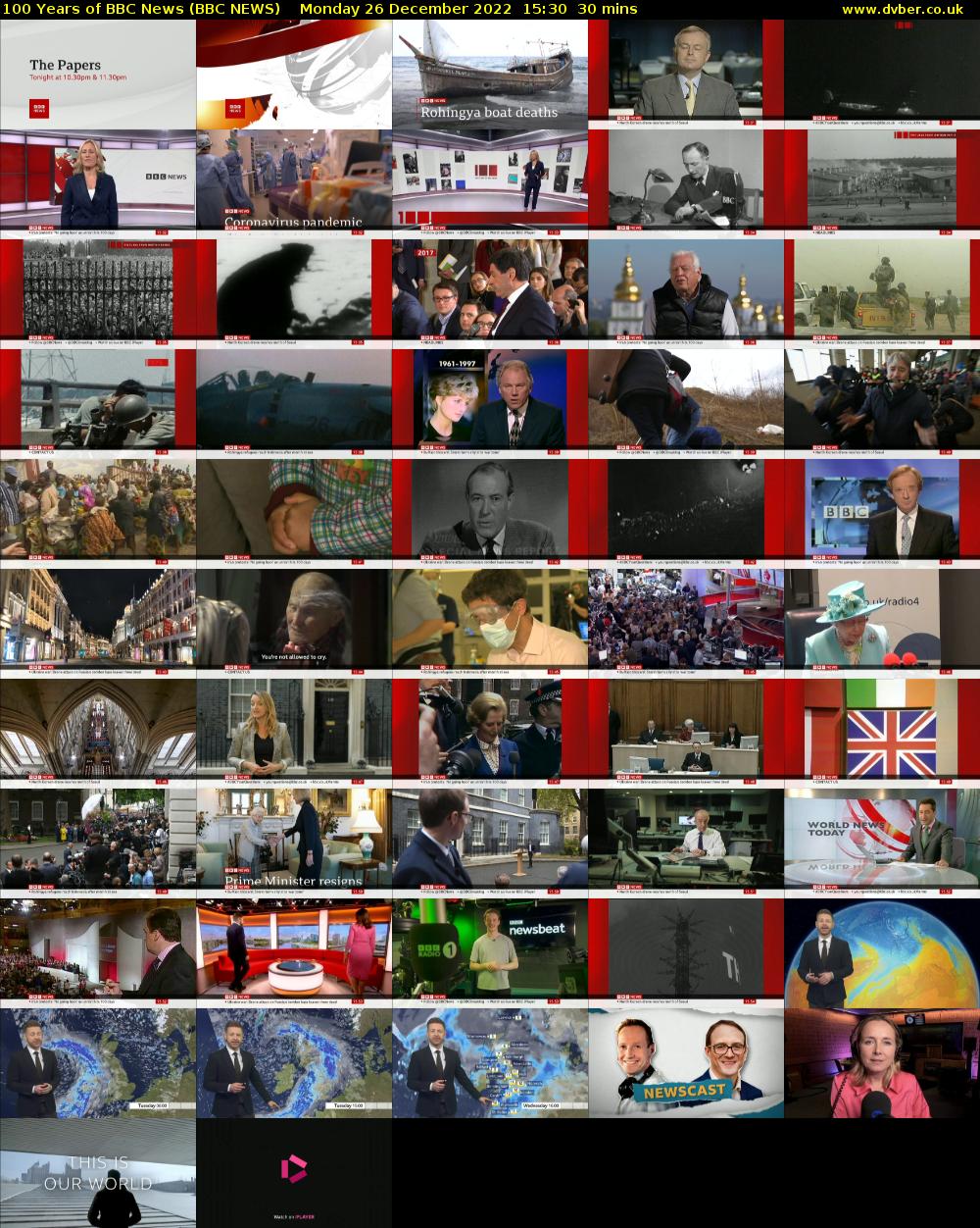 100 Years of BBC News (BBC NEWS) Monday 26 December 2022 15:30 - 16:00