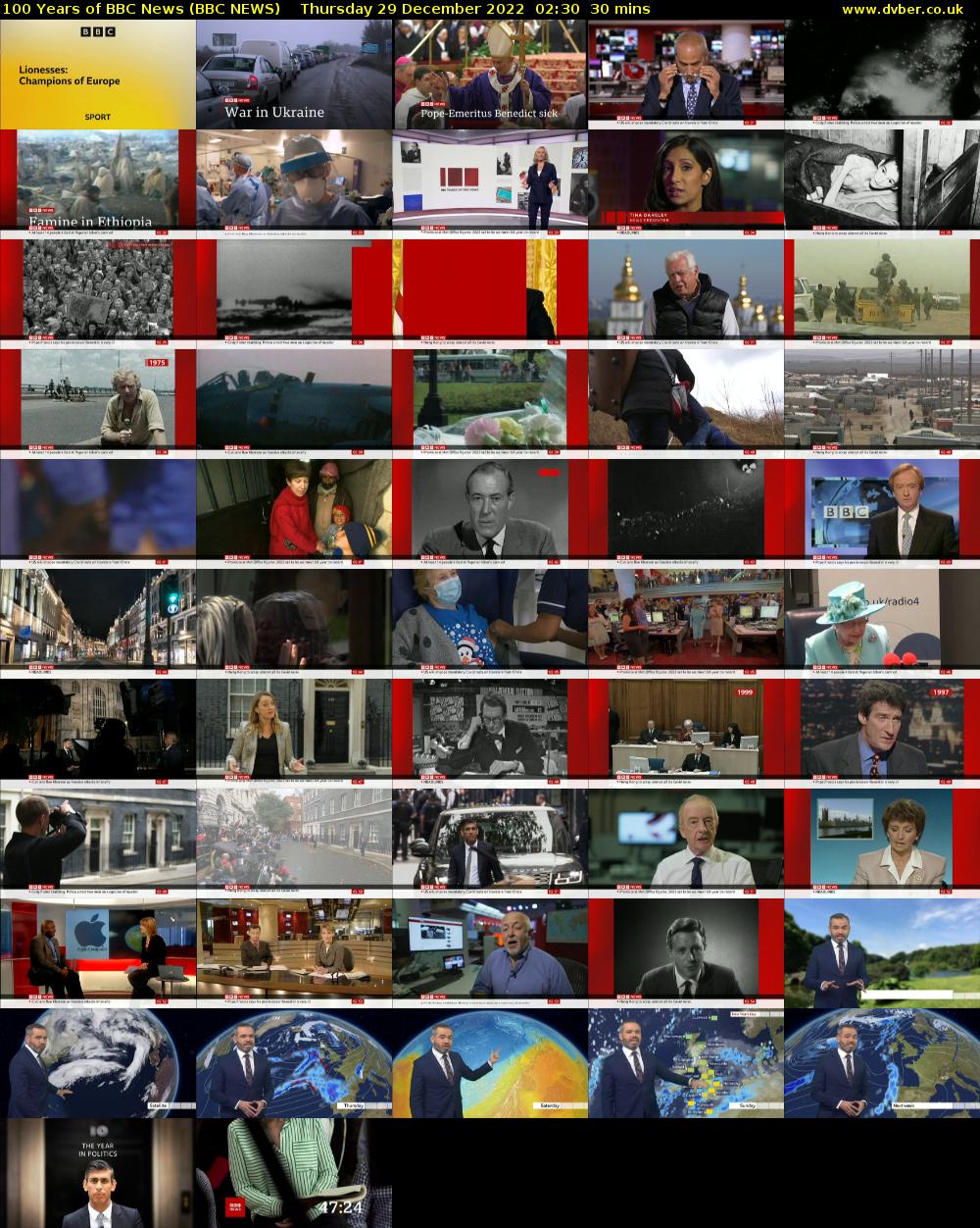 100 Years of BBC News (BBC NEWS) Thursday 29 December 2022 02:30 - 03:00