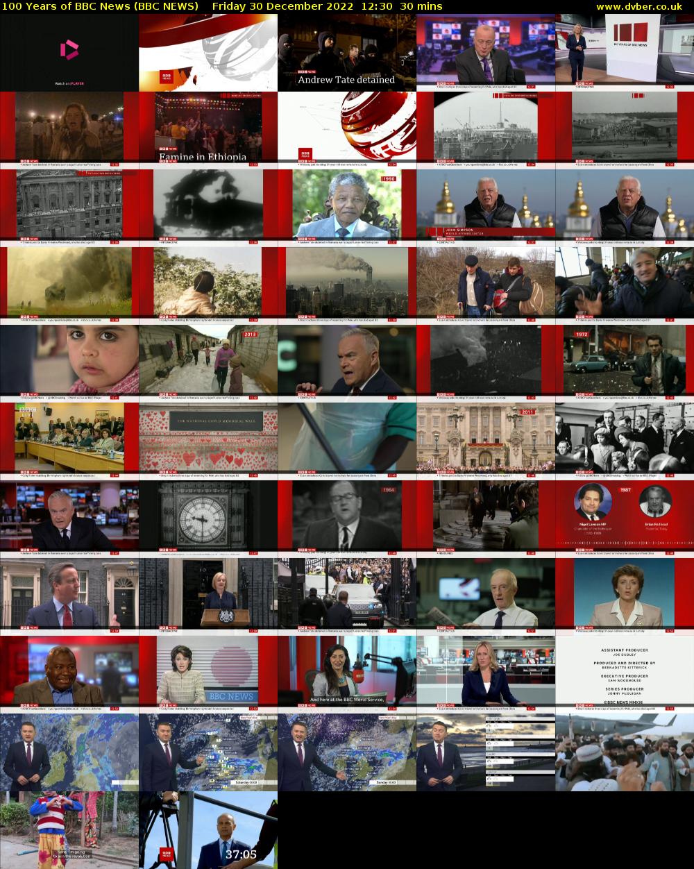 100 Years of BBC News (BBC NEWS) Friday 30 December 2022 12:30 - 13:00
