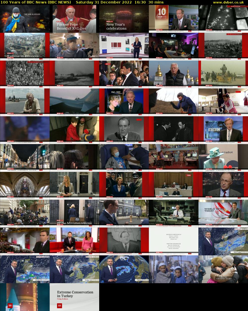 100 Years of BBC News (BBC NEWS) Saturday 31 December 2022 16:30 - 17:00