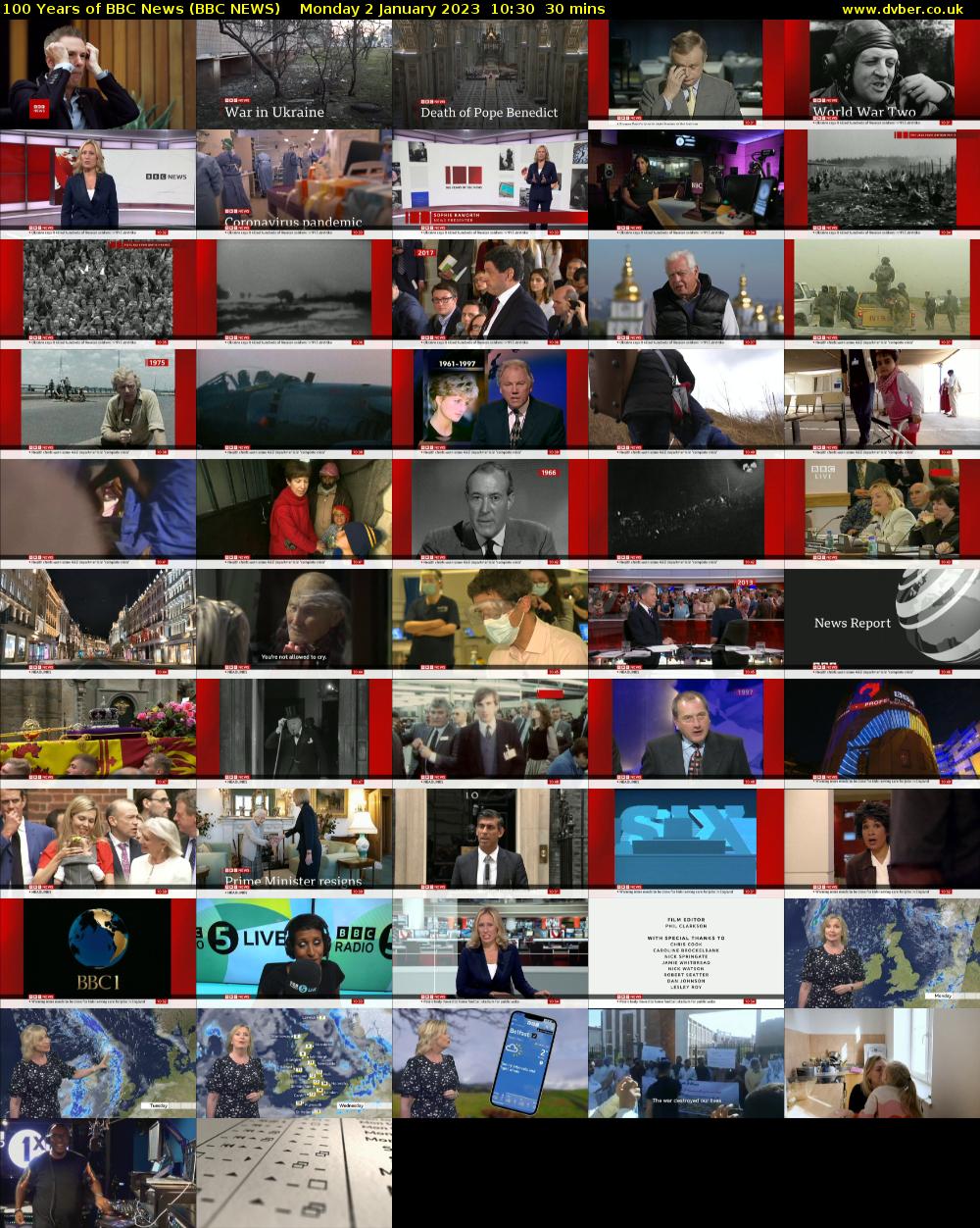 100 Years of BBC News (BBC NEWS) Monday 2 January 2023 10:30 - 11:00
