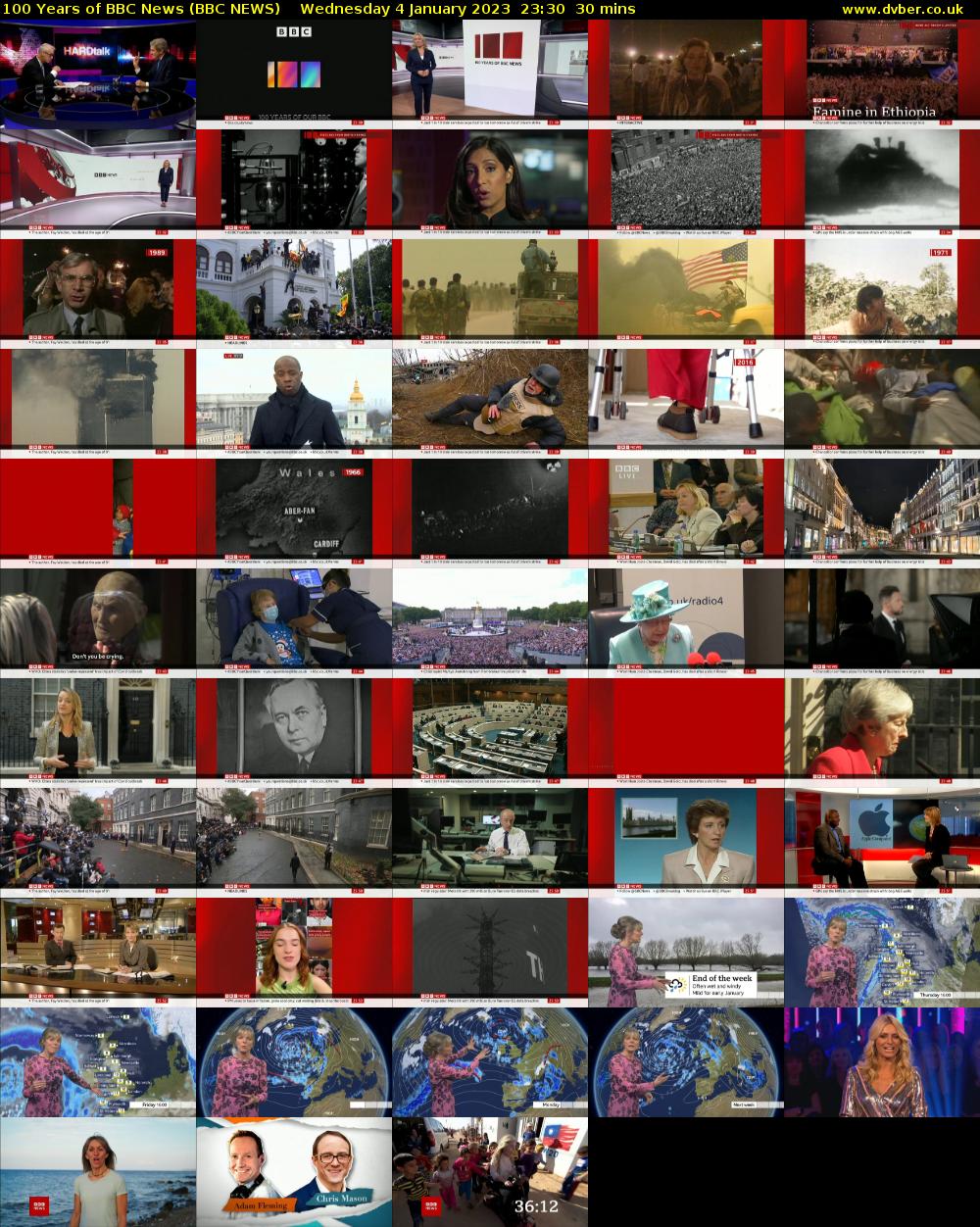100 Years of BBC News (BBC NEWS) Wednesday 4 January 2023 23:30 - 00:00