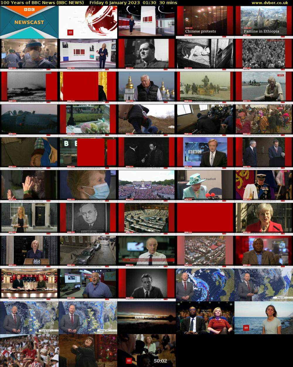 100 Years of BBC News (BBC NEWS) Friday 6 January 2023 01:30 - 02:00