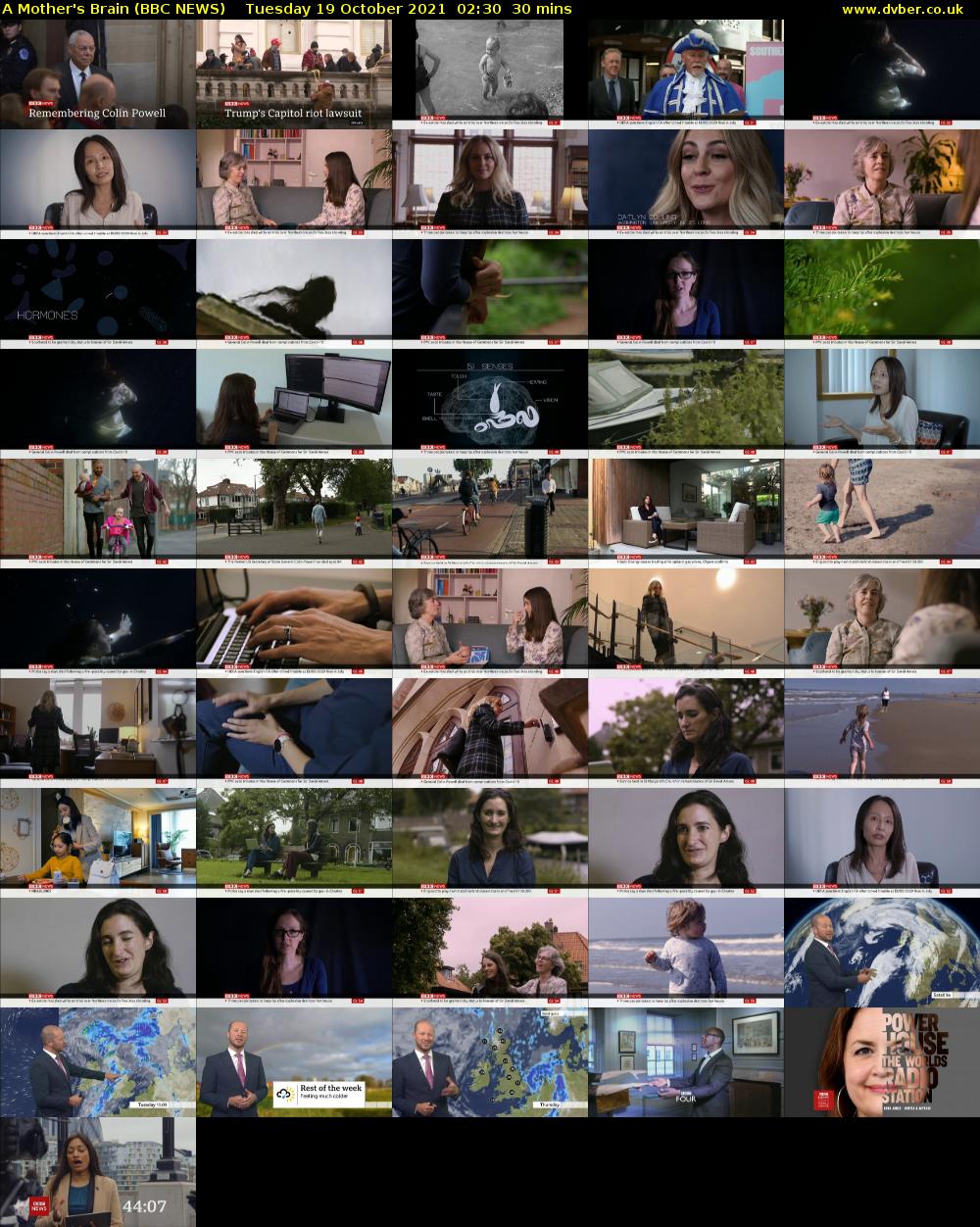 A Mother's Brain (BBC NEWS) Tuesday 19 October 2021 02:30 - 03:00