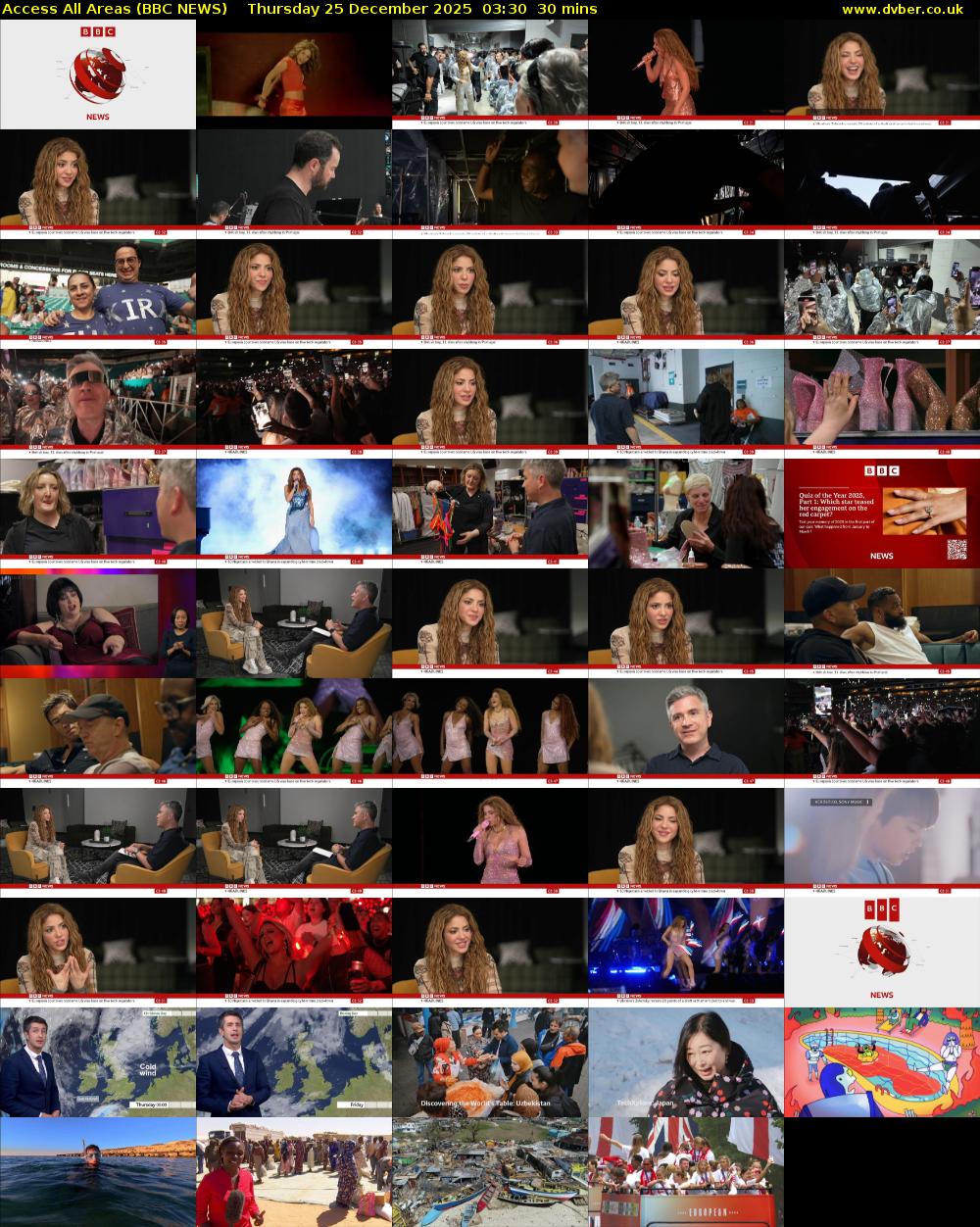 Access All Areas (BBC NEWS) Thursday 25 December 2025 03:30 - 04:00