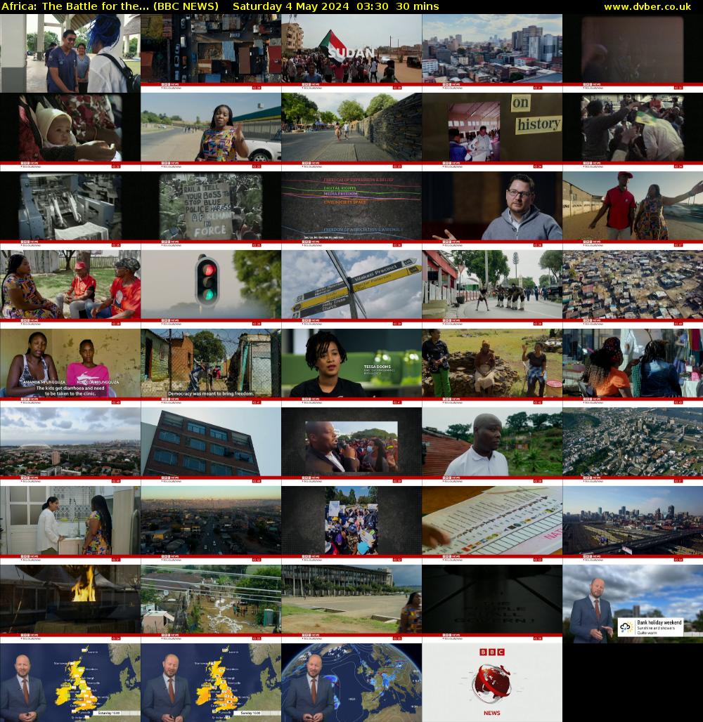 Africa: The Battle for the... (BBC NEWS) Saturday 4 May 2024 03:30 - 04:00