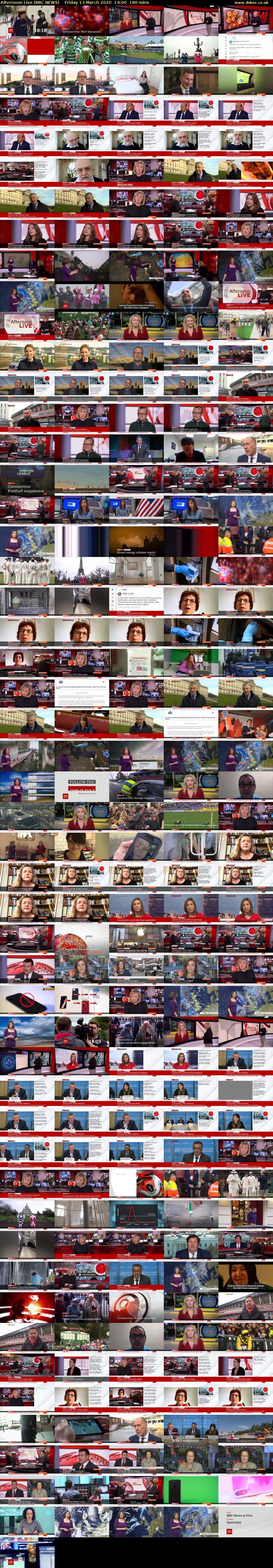 Afternoon Live (BBC NEWS) Friday 13 March 2020 14:00 - 17:00