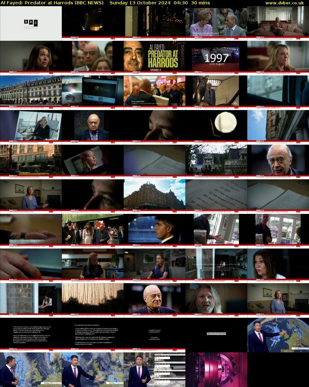 Al Fayed: Predator at Harrods (BBC NEWS) Sunday 13 October 2024 04:30 - 05:00