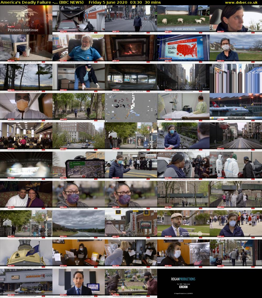 America's Deadly Failure -... (BBC NEWS) Friday 5 June 2020 03:30 - 04:00