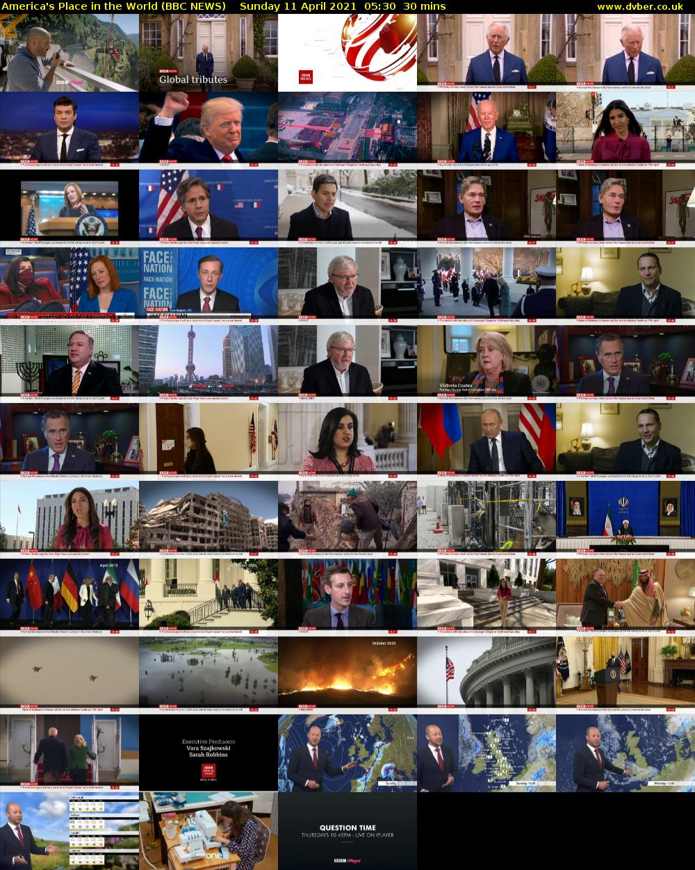 America's Place in the World (BBC NEWS) Sunday 11 April 2021 05:30 - 06:00