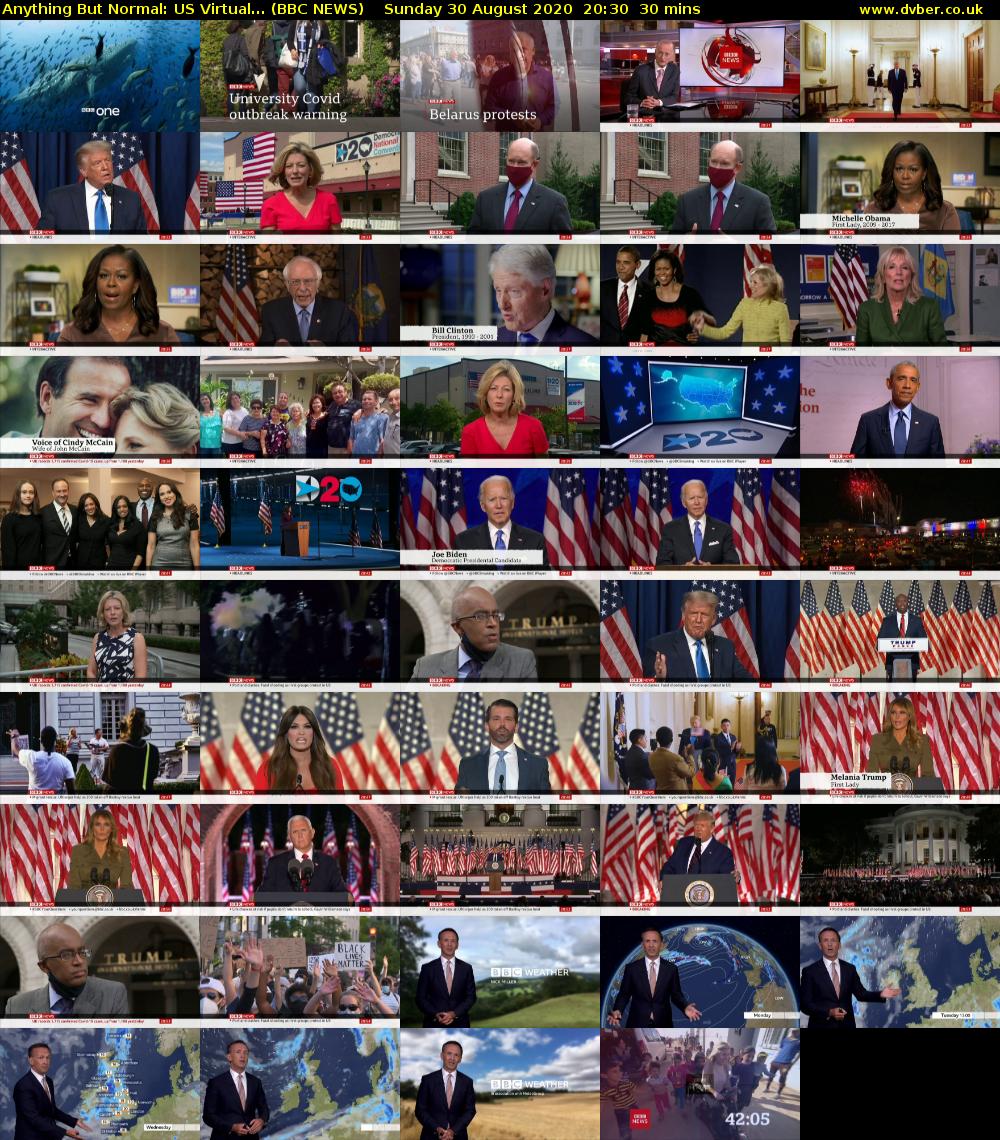 Anything But Normal: US Virtual... (BBC NEWS) Sunday 30 August 2020 20:30 - 21:00
