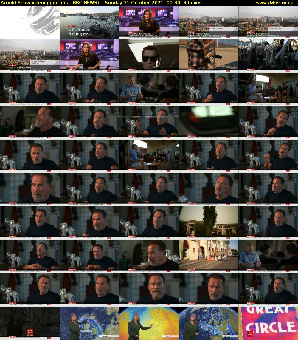 Arnold Schwarzenegger on... (BBC NEWS) Sunday 31 October 2021 00:30 - 01:00