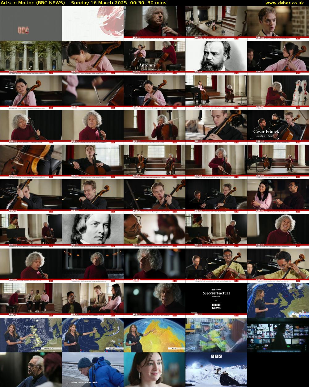 Arts in Motion (BBC NEWS) Sunday 16 March 2025 00:30 - 01:00