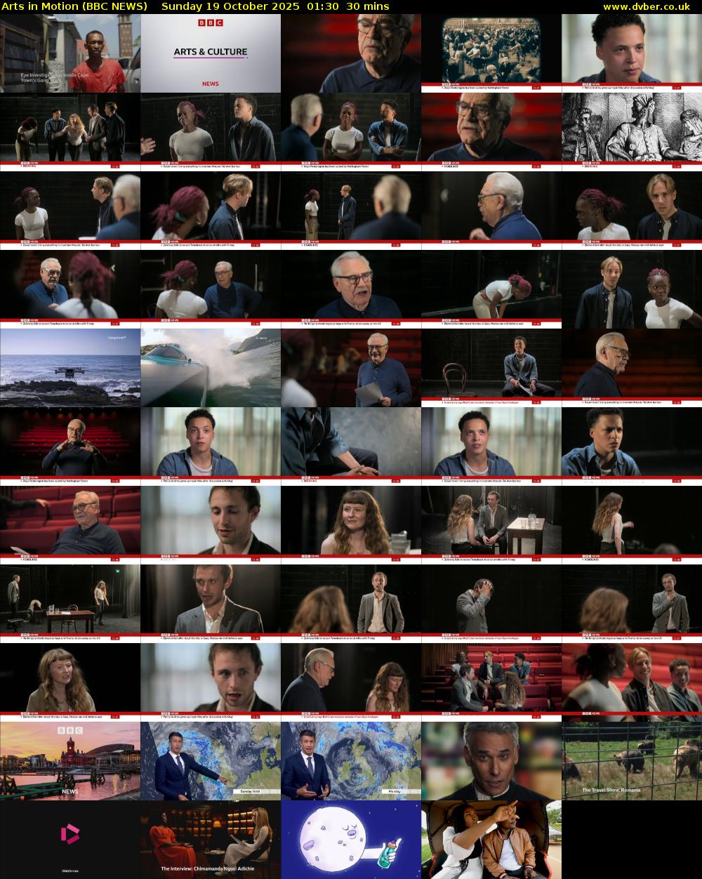 Arts in Motion (BBC NEWS) Sunday 19 October 2025 01:30 - 02:00