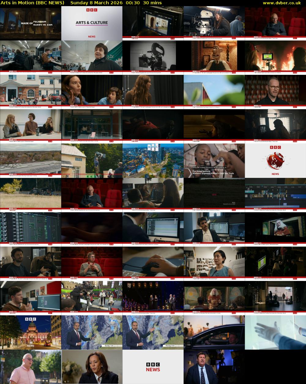 Arts in Motion (BBC NEWS) Sunday 8 March 2026 00:30 - 01:00