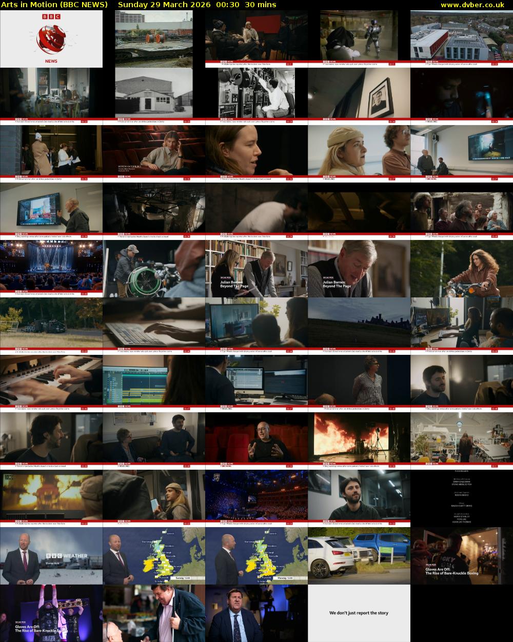 Arts in Motion (BBC NEWS) Sunday 29 March 2026 00:30 - 02:00