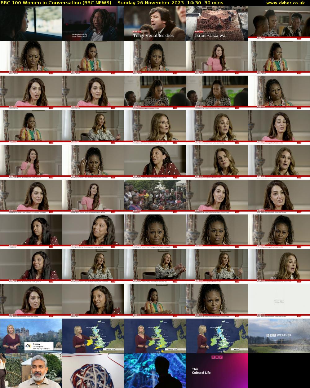 BBC 100 Women in Conversation (BBC NEWS) Sunday 26 November 2023 14:30 - 15:00