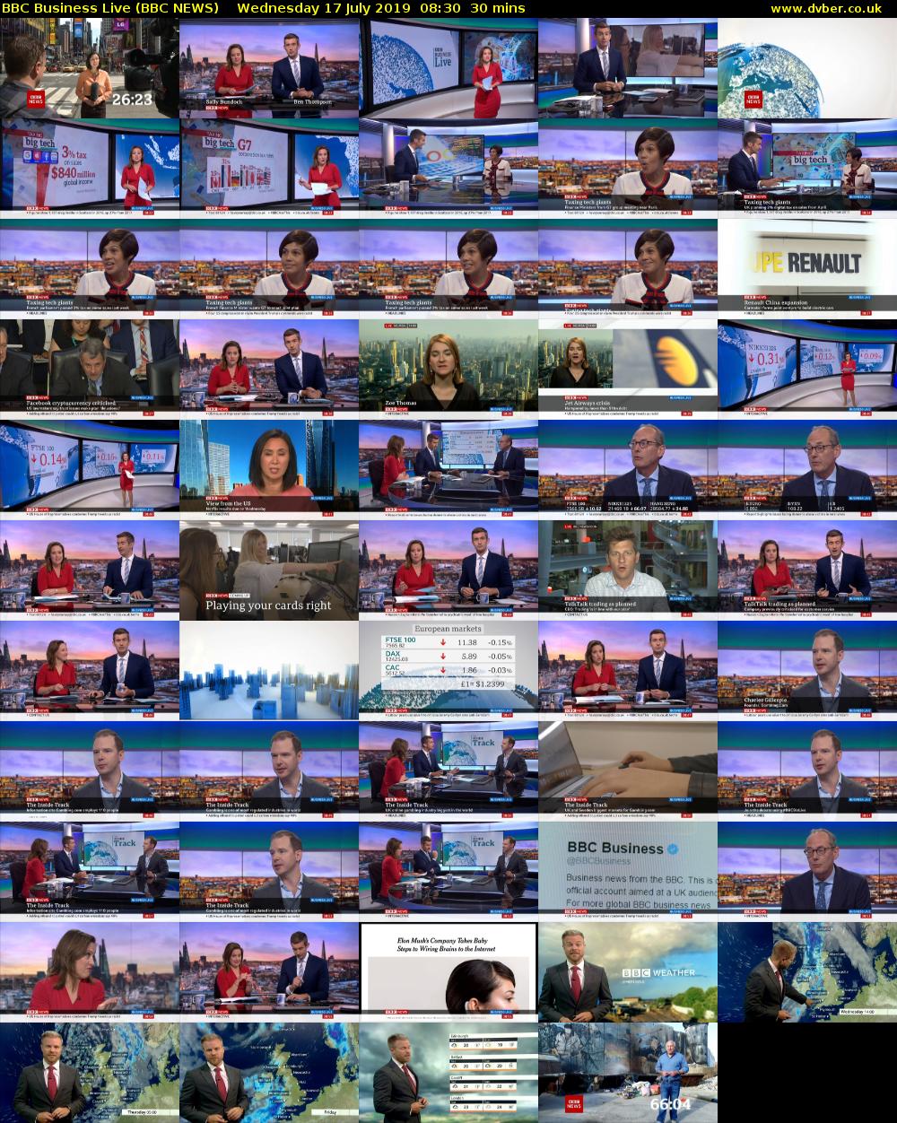 BBC Business Live (BBC NEWS) Wednesday 17 July 2019 08:30 - 09:00