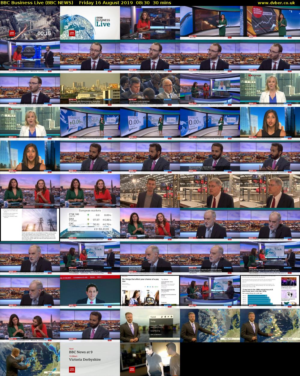 BBC Business Live (BBC NEWS) Friday 16 August 2019 08:30 - 09:00