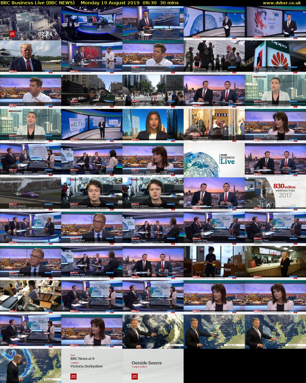 BBC Business Live (BBC NEWS) Monday 19 August 2019 08:30 - 09:00