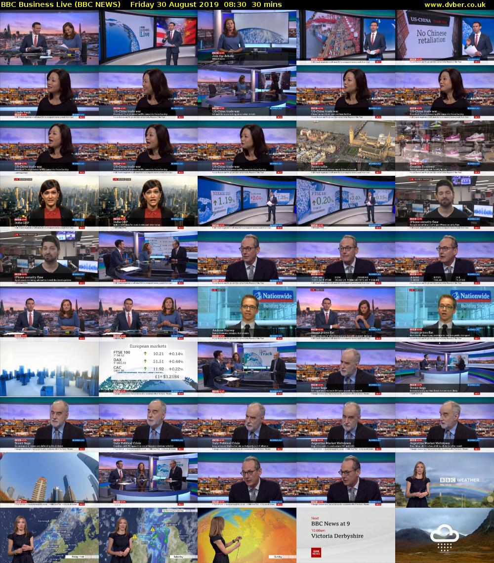 BBC Business Live (BBC NEWS) Friday 30 August 2019 08:30 - 09:00