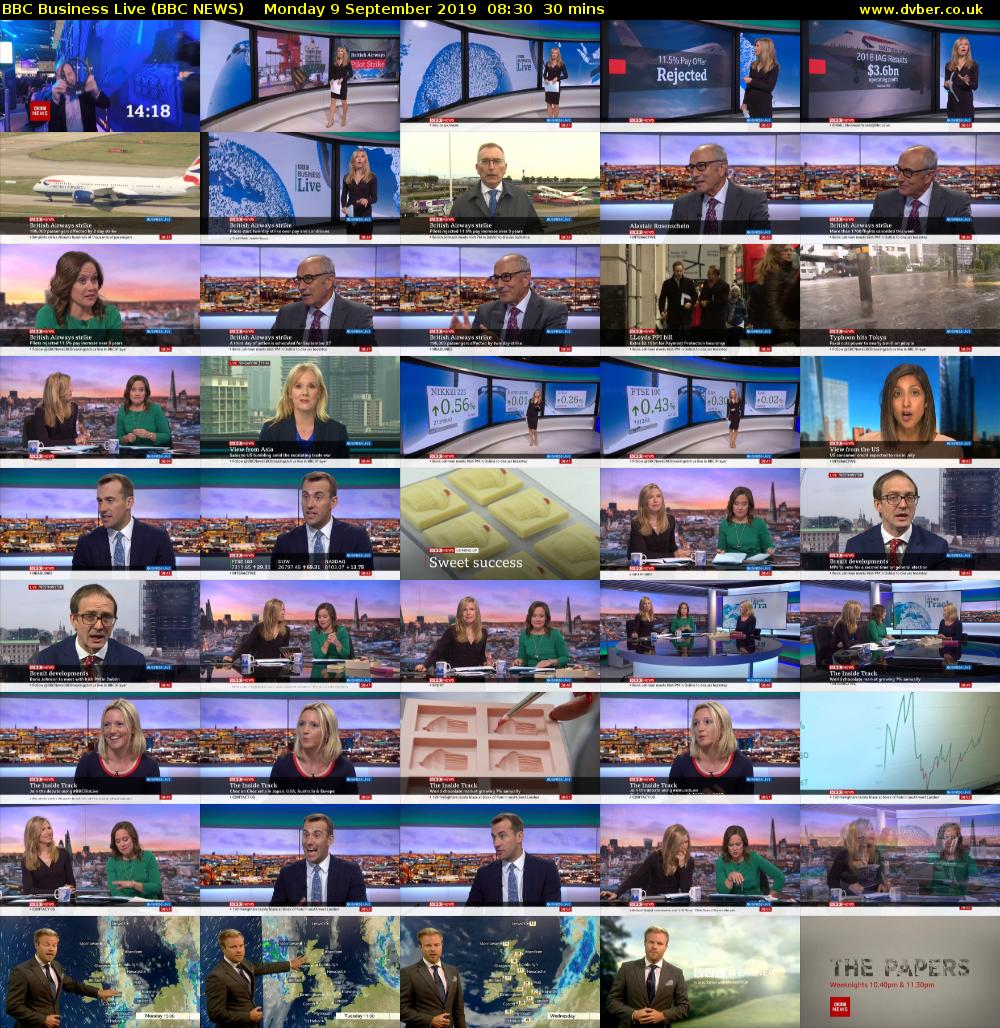 BBC Business Live (BBC NEWS) Monday 9 September 2019 08:30 - 09:00